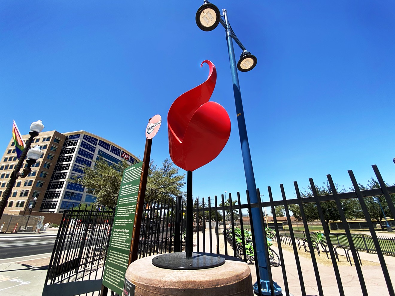 Look for Ryan Shea's Two-Sided Heart at Tempe Beach Park.