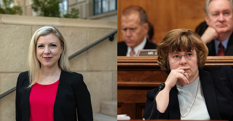 Image: Democrat Julie Gunnigle (left) and Republican Rachel Mitchell sparred over pot sentencing at a recent debate in the Maricopa County Attorney's race.
