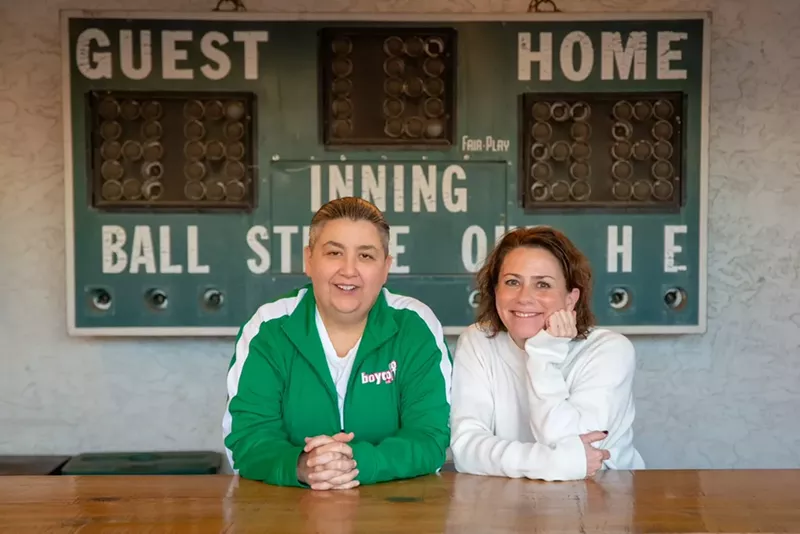 Image: Hospitality veterans and Melrose District neighbors Audrey Corley (left) and Kat Moore have teamed up to open a women's sports bar. Title 9 Sports Grill will open on March 15, 2025.
