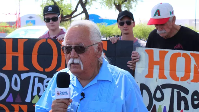 salvador reza at a protest