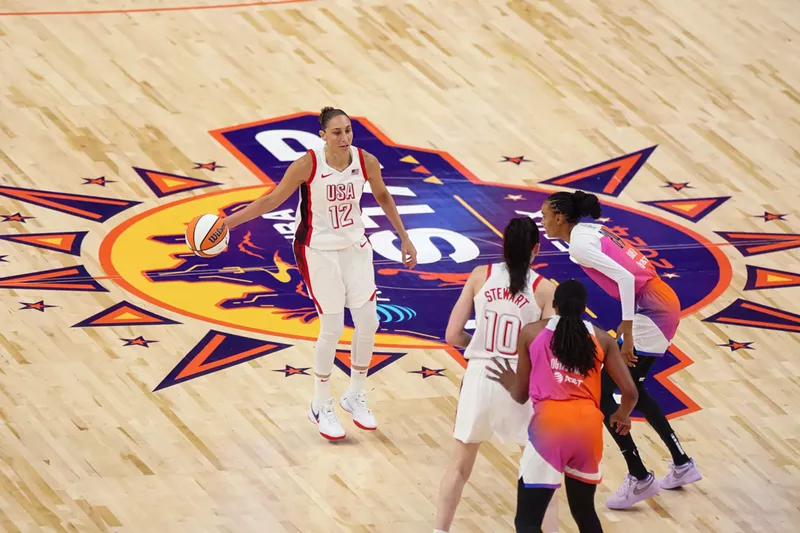 Image: Retired Phoenix Mercury guard Diana Taurasi takes in the All-Star spotlight one last time, celebrating her legacy during a historic weekend in Phoenix in 2024.