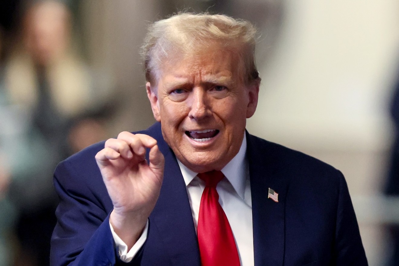 Former President Donald Trump spoke to the media outside a New York City courtroom on Wednesday. Some 18 supporters were indicted in Arizona on the same day for trying to certify him as the winner of the 2020 election in the state.