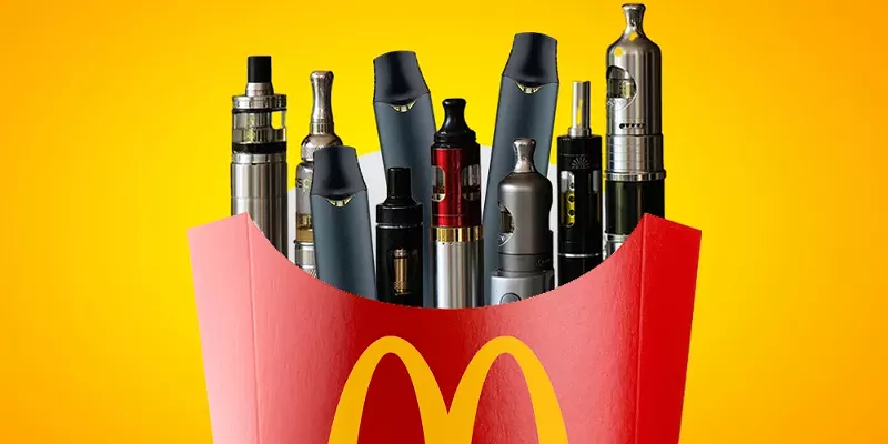 Image: a mcdonald's fry sleeve with vapes in it