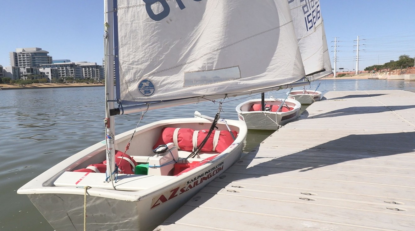 The Arizona Sailing Foundation teaches youth and adult classes, including a capsize drill students learn on the first of the two-day course.