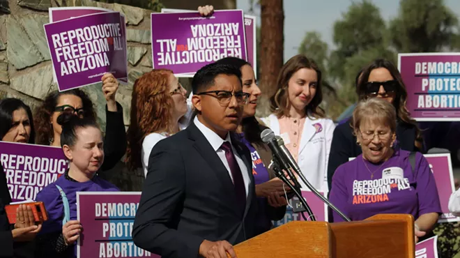 oscar de los santos at a rally celebrating the repeal of Arizona's abortion ban