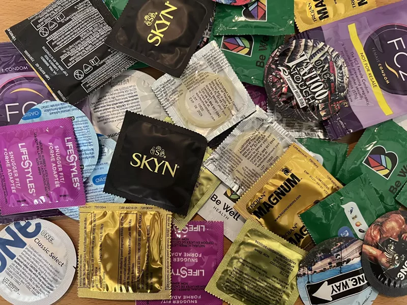 Image: A pile of condoms.