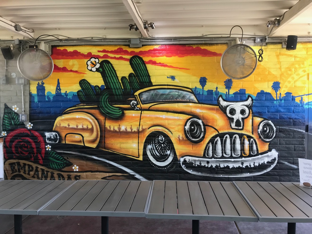 Lalo Cota mural sighting at Republica Empanada in Mesa.