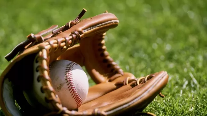 Baseball glove with ball