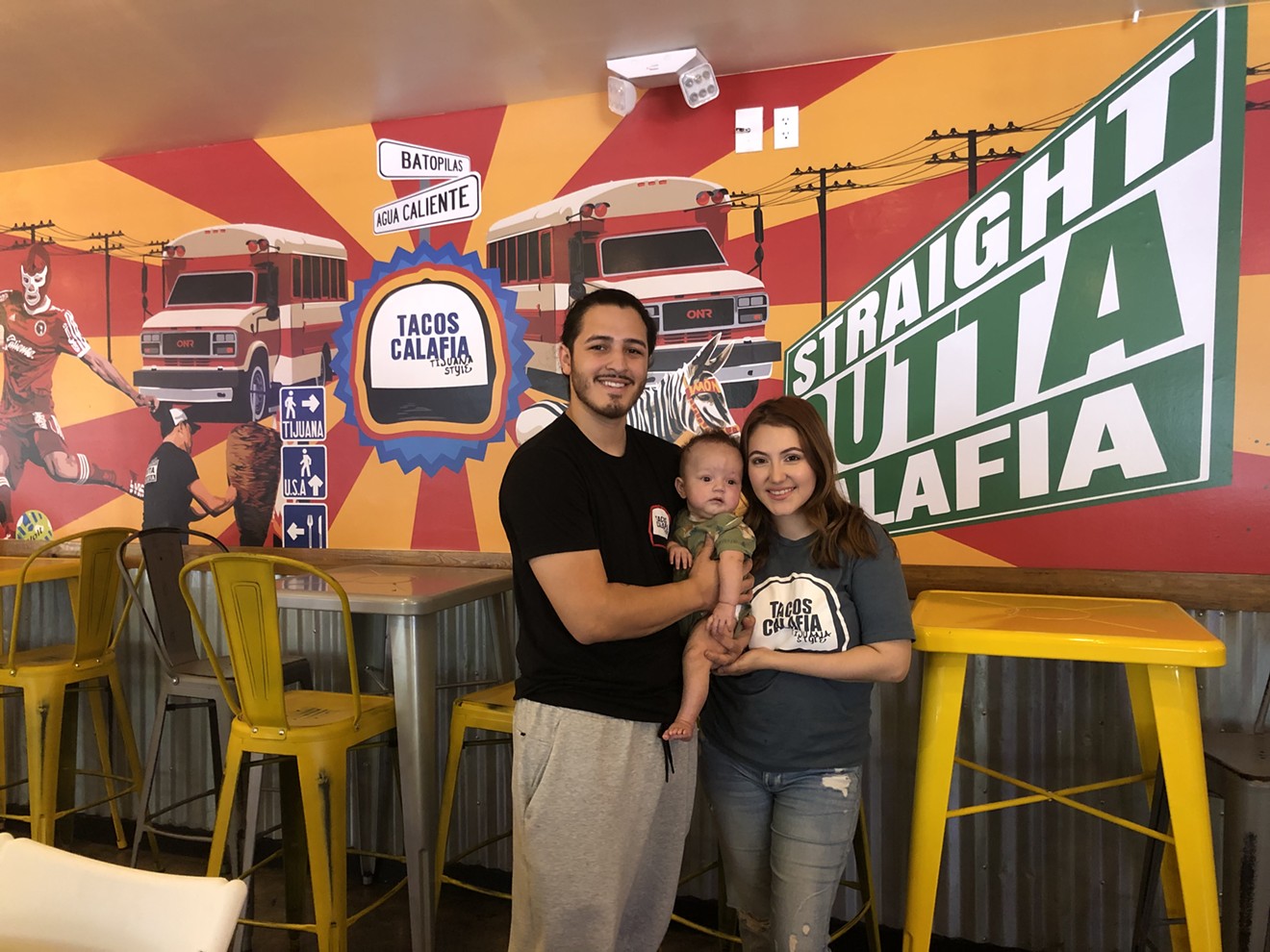Husband-and-wife team Christian Vasquez and Celeste Lopez, pictured with their youngest son Luca Mateo, opened Tacos Calafia on Mill Avenue in July.