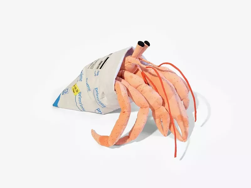 Image: Mimi O Chun, Prime Hermit, 2021; fiberfill, armature wire, cotton cloth, embroidery floss; 18 x 12 x 12 inches.