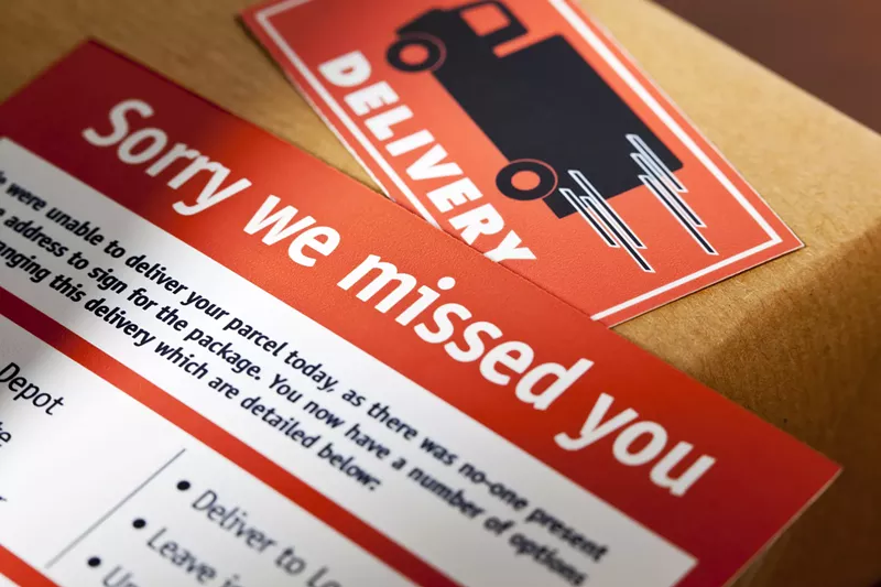 Image: a package delivery notice