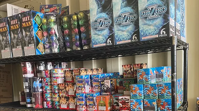 shelves of fireworks