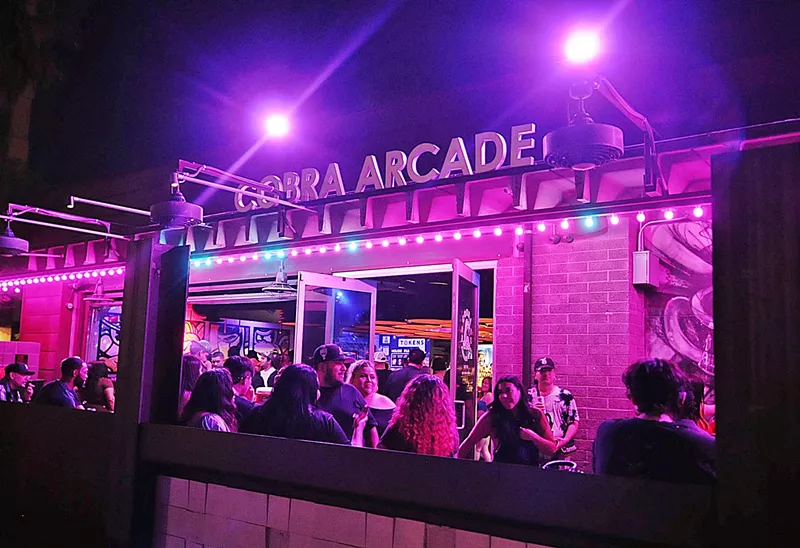 Image: The exterior of Cobra Arcade Bar in downtown Phoenix.