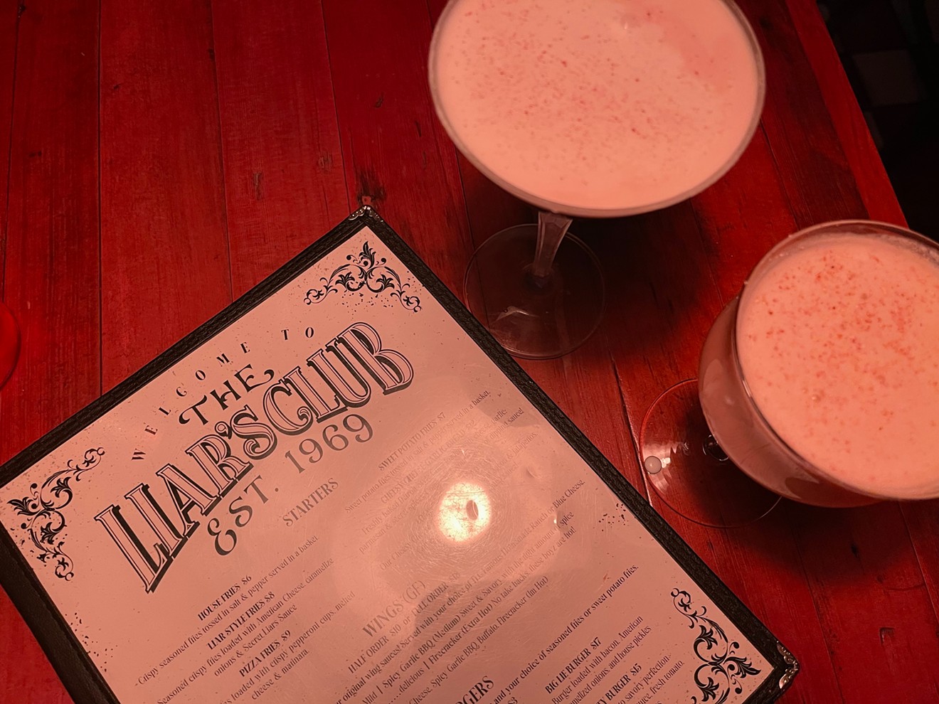 Liar's Club sold craft cocktails and Detroit-style pizza. The bar and restaurant is now closed.