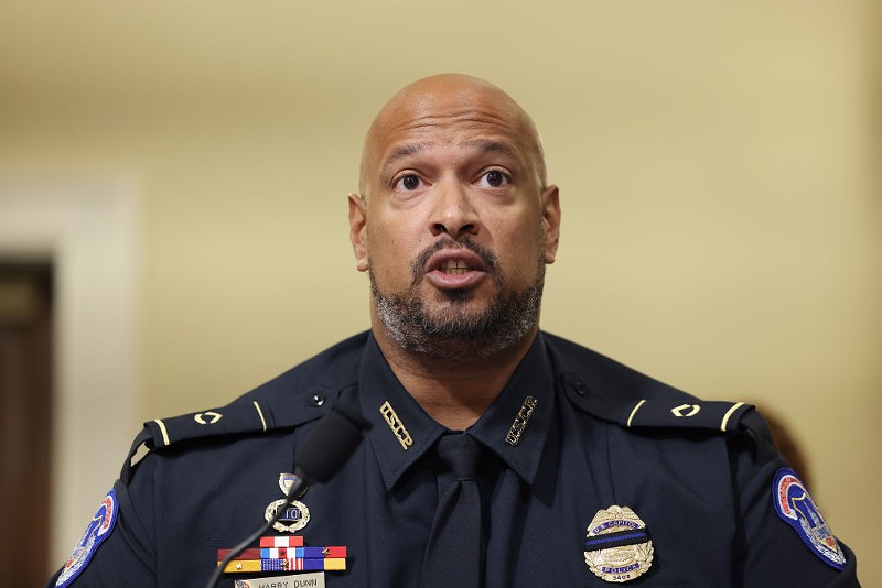 Private First Class Harry Dunn of the U.S. Capitol Police testifies before the House select committee investigating the Jan. 6, 2021 attack.