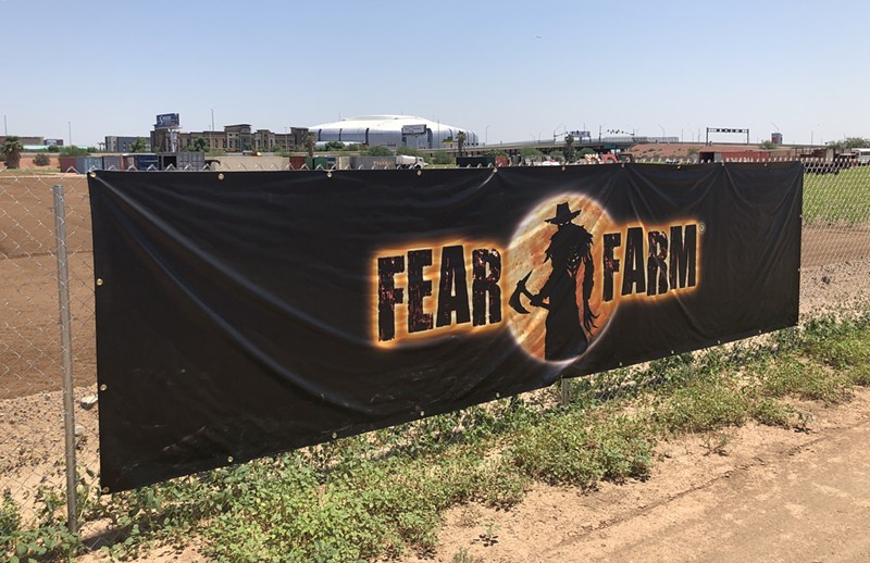 A sign at Fear Farm's new location at 99th and Maryland avenues in Glendale.