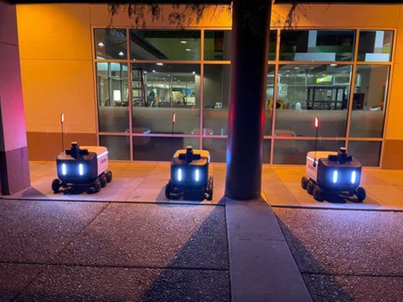 Food delivery robots roam the University of Arizona campus.