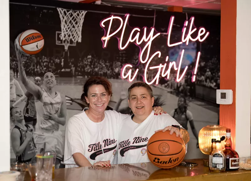 Image: Title 9 Sports Grill opened on March 15. It is helmed by Melrose District neighbors Kat Moore (left) and Audrey Corley.