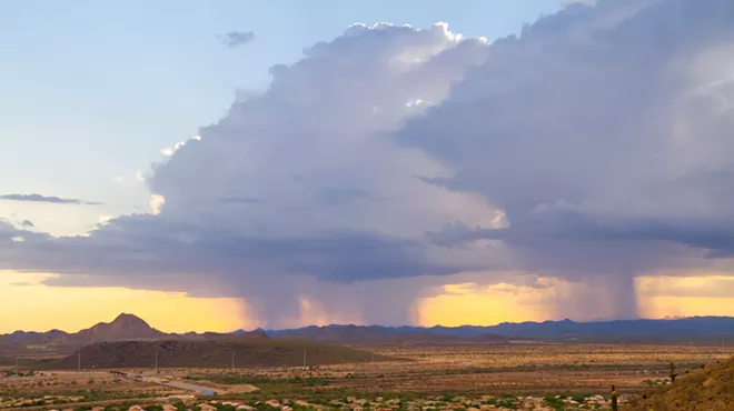 A stock photo of a rainstorm in Arizona.