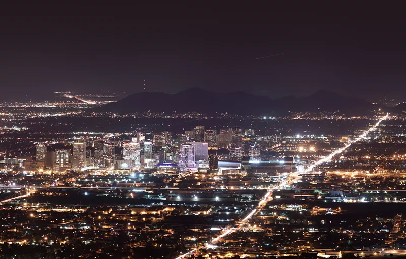 Image: A view of Phoenix's skyline at night.