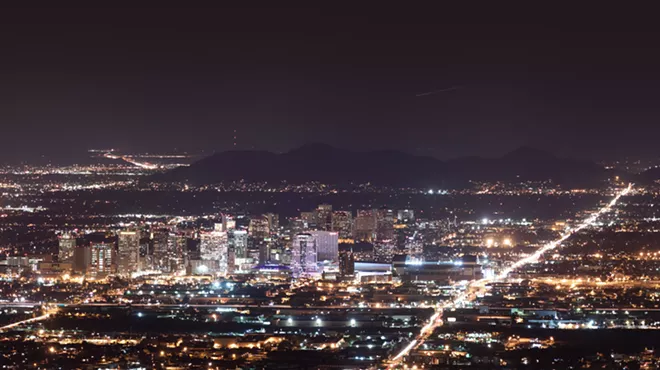 A view of Phoenix's skyline at night.
