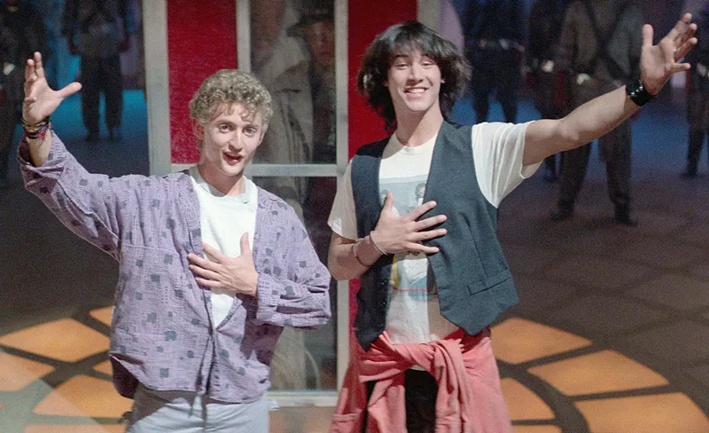 Image: Alex Winter (left) and Keanu Reeves (right) as Bill S. Preston, Esq., and “Ted” Theodore Logan.
