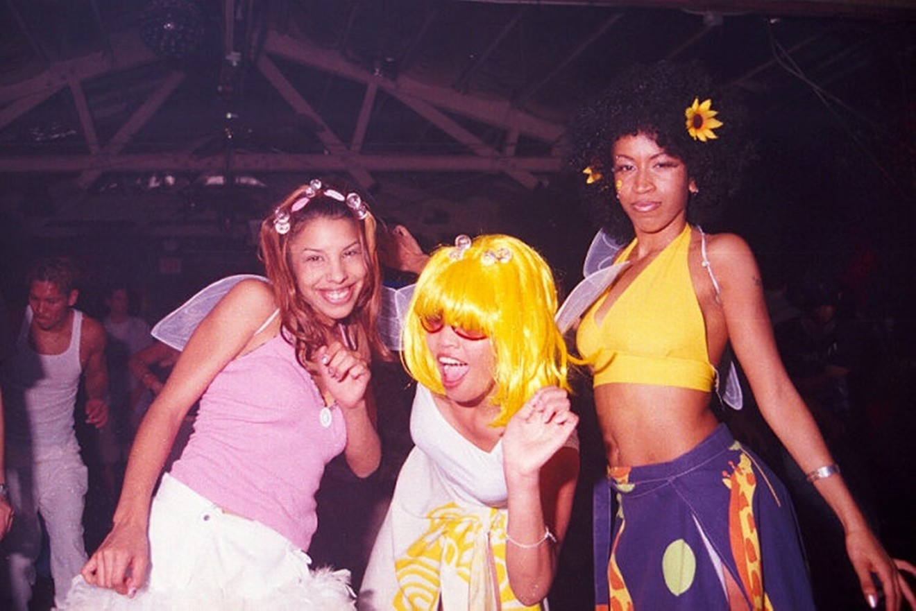 Showing off raver fashion on the late '90s at The Octapus Project party in 1998.
