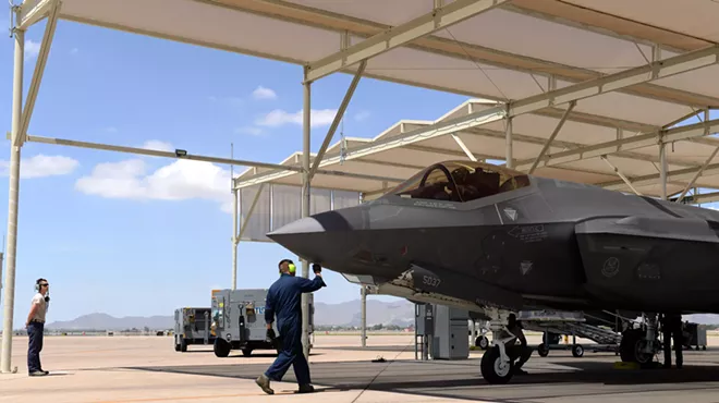 61st Aircraft Maintenance Unit maintainers inspects an Lockheed Martin F-35A Lightning II "Joint Strike Fighter" (sn 11-5037) (MSN AF-48) prior to its taxi-out and takeoff July 18, 2018, at Luke Air Force Base, Ariz. Pilots and maintainers perform thorough pre-flight checks before each sortie.