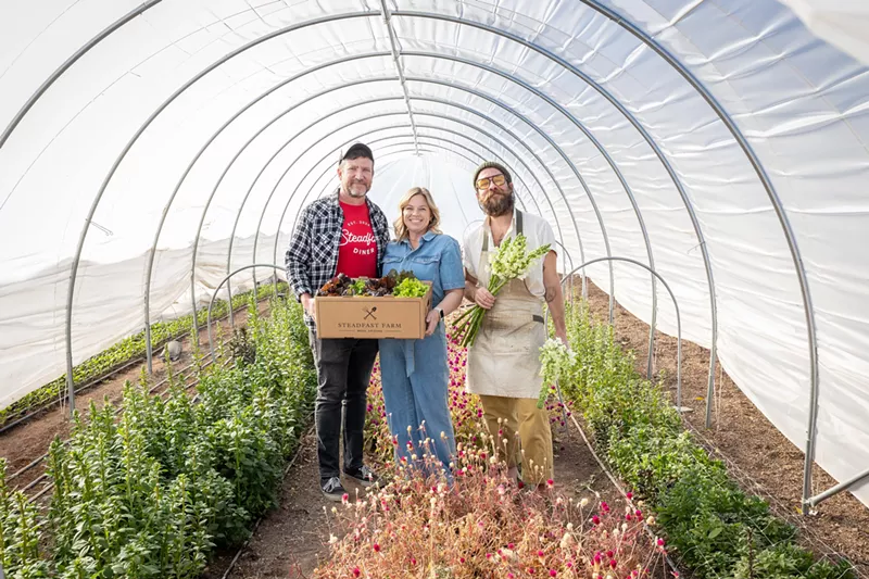 Image: Erich and Yvonne Schultz, from left, partnered with chef Derek Christensen on Steadfast Diner. The chef, who once worked as a farm hand at Steadfast, called the return a "full circle" moment.