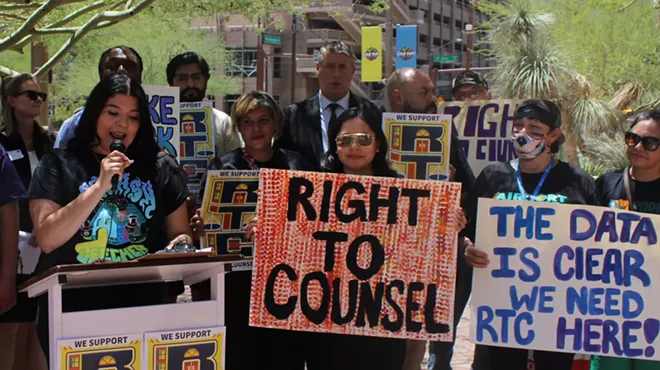Activists rally in support of a right-to-counsel program in Phoenix.