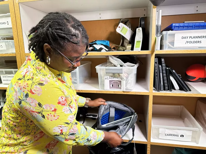 Image: Travelers at Sky Harbor frequently lose laptop computers, according to Leisha Walker, who is ground transportation lost-and-found front office manager at the airport.