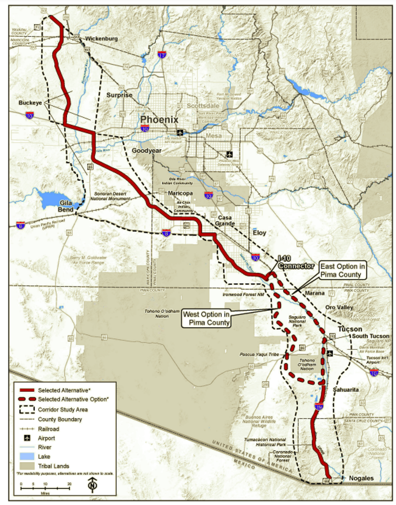 Here's the proposed route of Interstate 11
