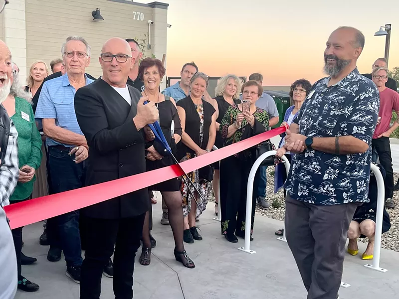 Image: Maynard James Keenan cut the ribbon to officially open his new hilltop complex in Cottonwood.