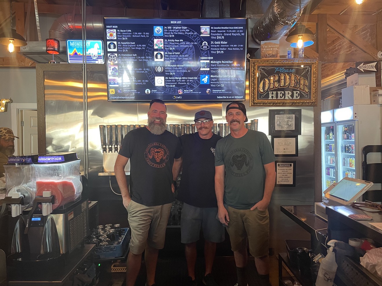 Eric Cady (left), Dan Medlen (center), and Trent Smith (right) hope to open Urban Legend Beer Co. in downtown Mesa in six to nine months.