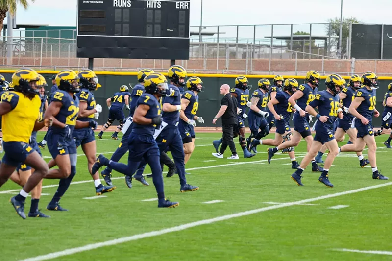 Image: No. 2 Michigan (pictured) takes on No. 3 TCU during this year's Fiesta Bowl on Saturday, December 31.