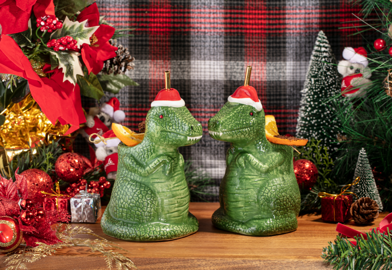 The Rudolph's Replacement comes in an adorable dinosaur mug. The mugs are also available for purchase.