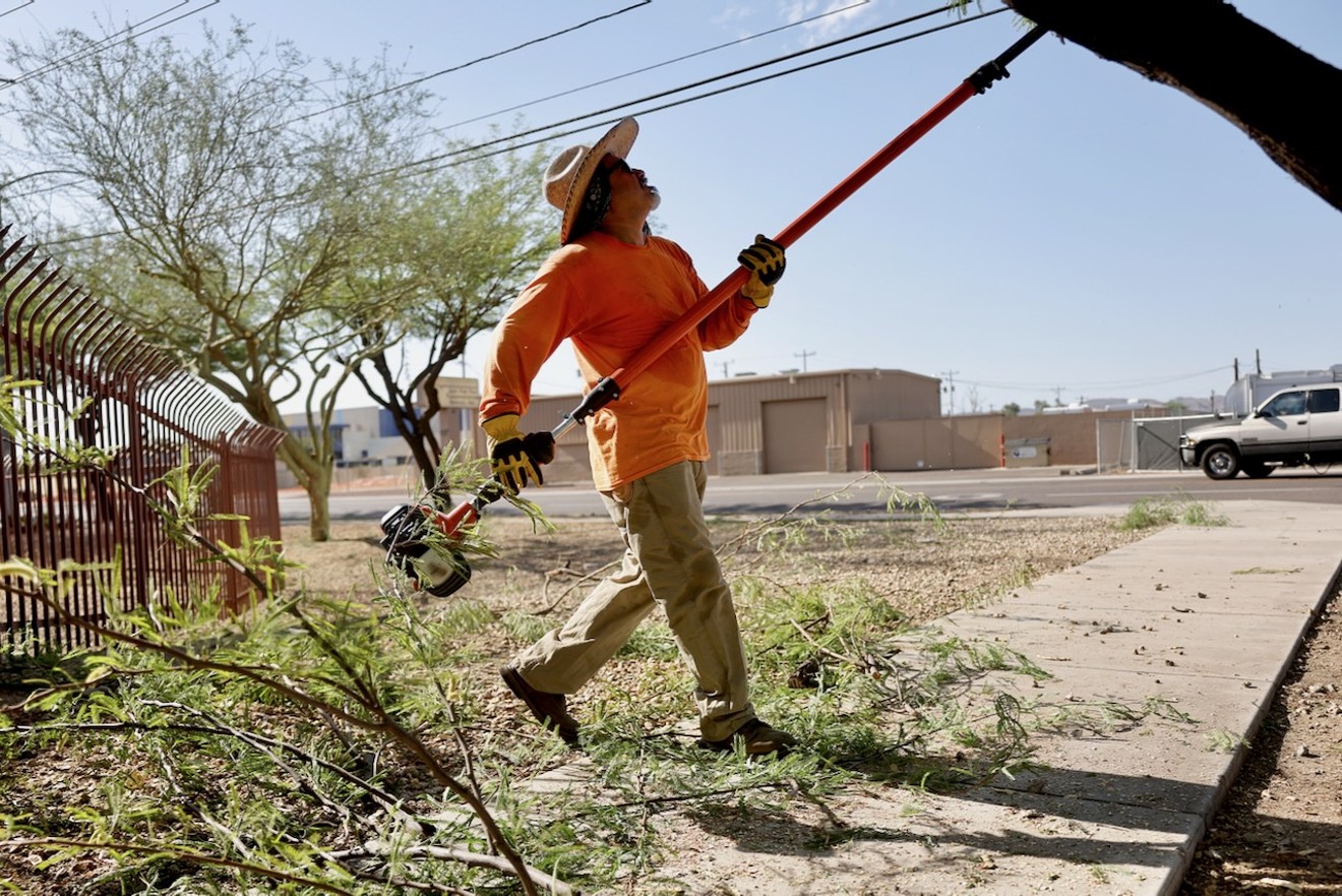 Louis Magana trimmed trees in Phoenix amid the city's worst heat wave on record on July 24.