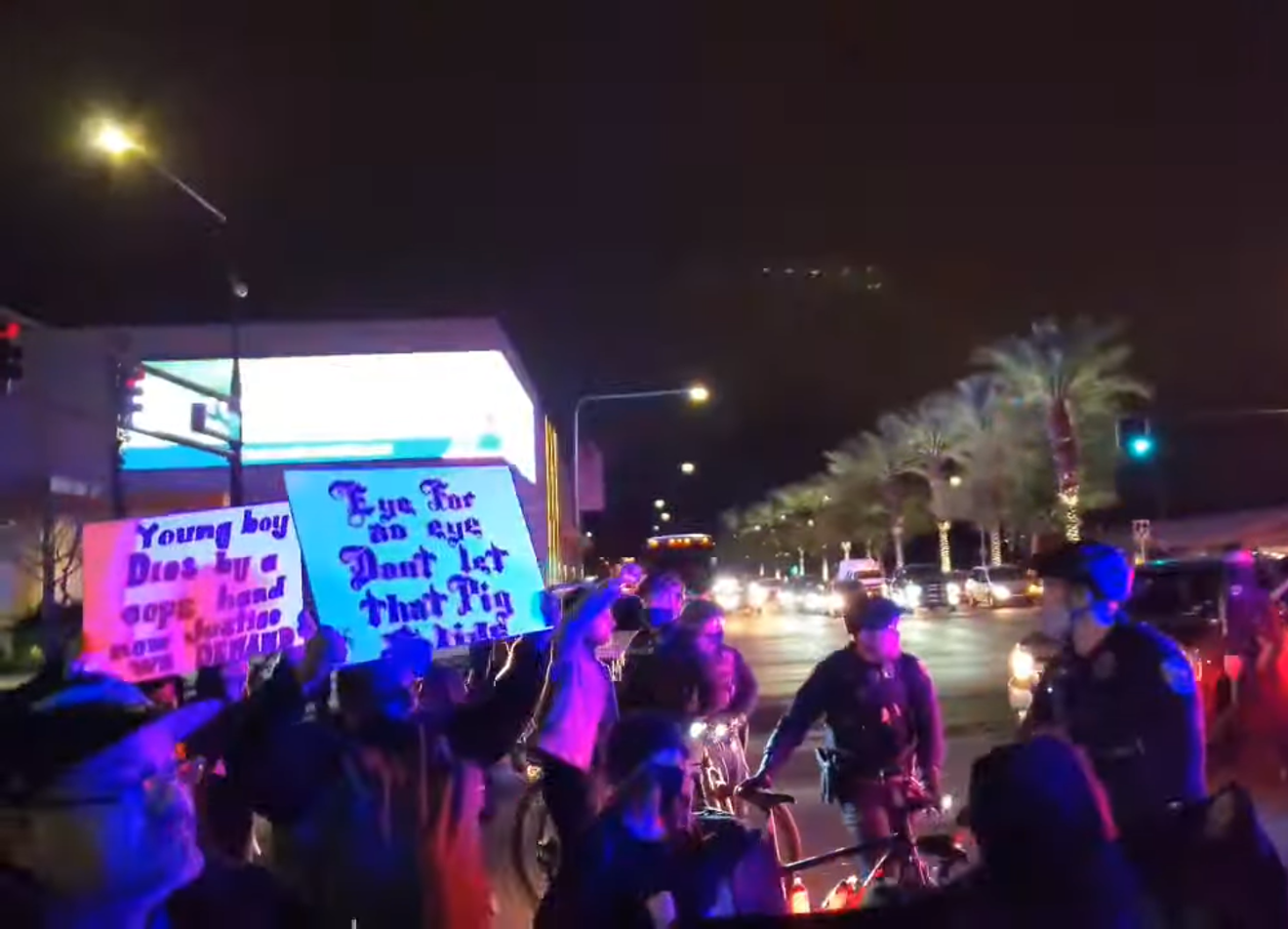 Chandler police arrest protesters on March 12, 2021.