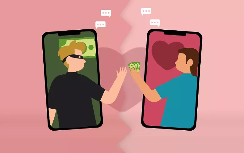Image: A graphic depicting a romance scam.
