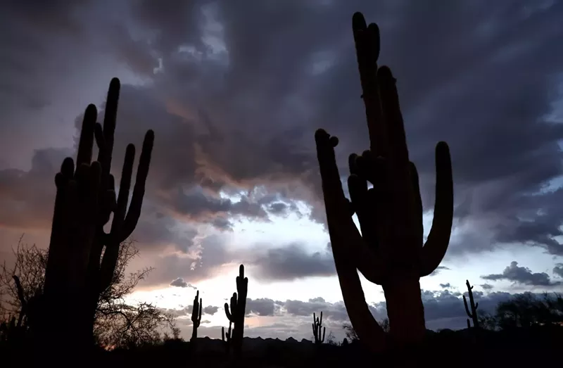 Image: monsoon season clouds pass near Apache Junction, Arizona