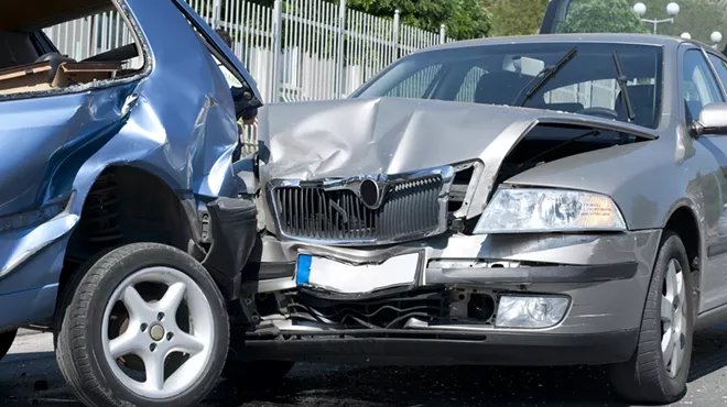 two cars that have crashed into each other