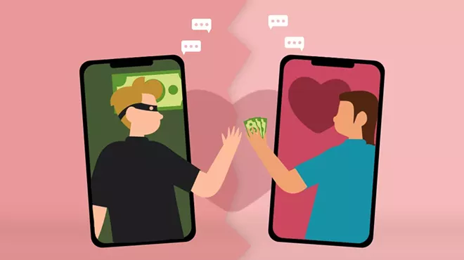 A graphic depicting a romance scam.