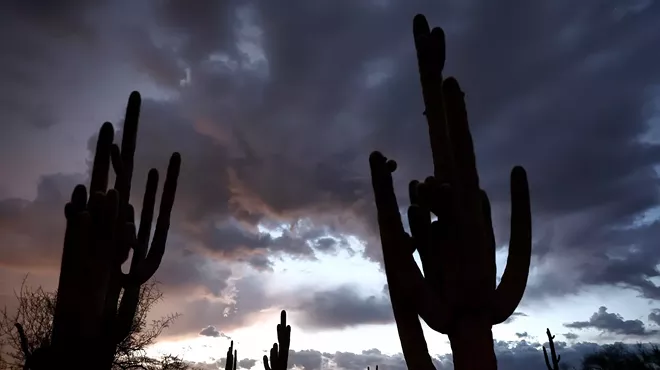 monsoon season clouds pass near Apache Junction, Arizona