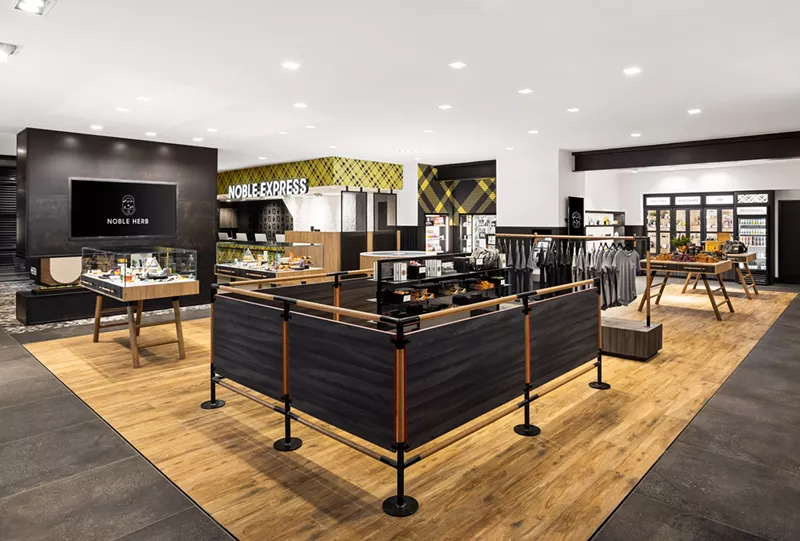 Image: The award-winning design of Noble Herb's dispensary showcases natural-looking materials and a modern aesthetic.