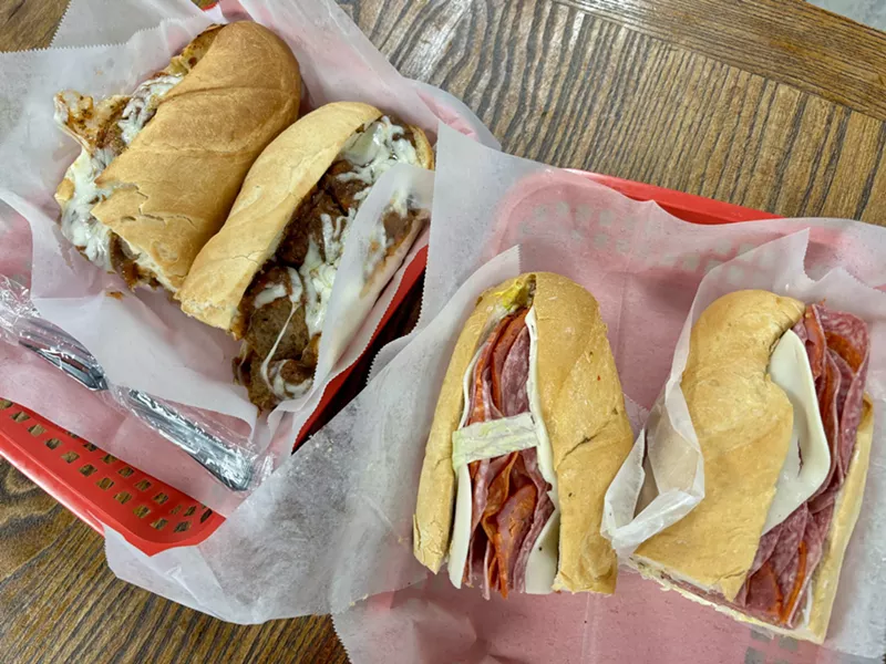 Image: The meatball sub (left) and The Tony are winning orders at Franks New York Style Deli.