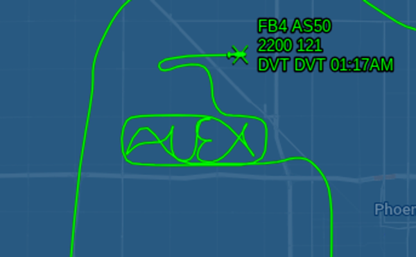 Image: Phoenix police chopper writes the name ‘ALEX’ in middle of the night