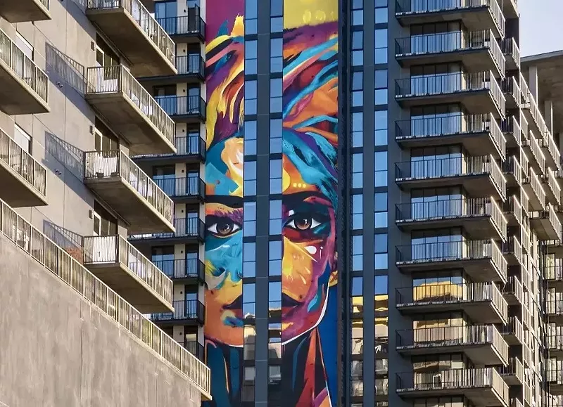 Image: The mural "Through Her Eyes" on the Saiya building in downtown Phoenix.