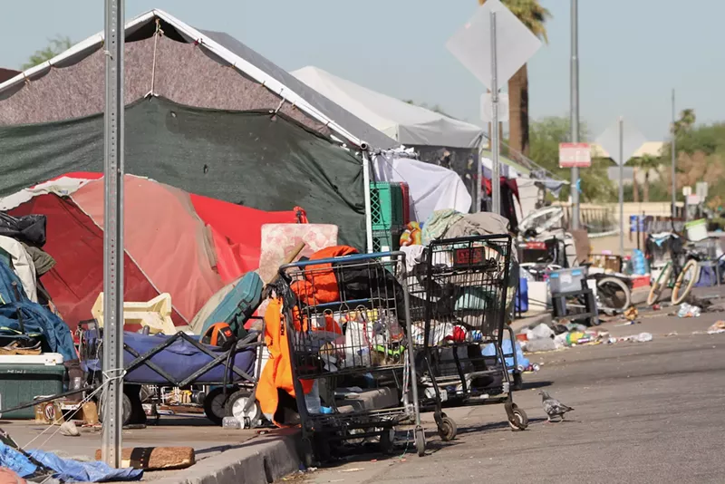 Image: The Zone in downtown Phoenix is at the center of a new lawsuit trying to force the city to improve conditions in the homeless encampment.