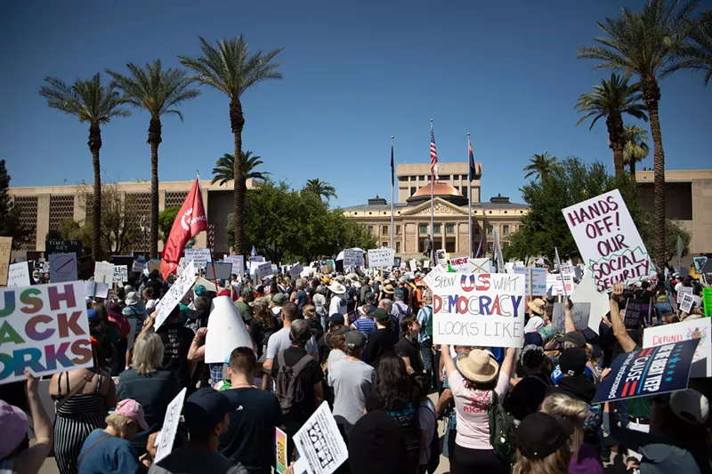 Image: protestors at the arizona capitol