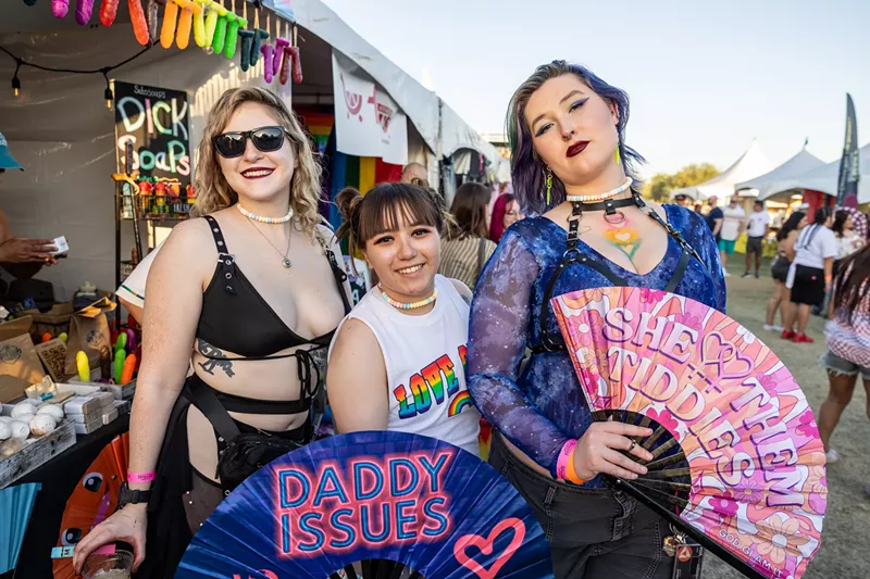 Image: Sarah Perleberg, Savannah Banana and Raven Prouty explored the festival grounds of Phoenix Pride and posed with their favorite fans.
